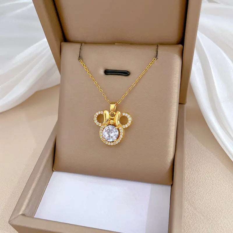 Titanium Steel Mickey Head Necklace for Women
