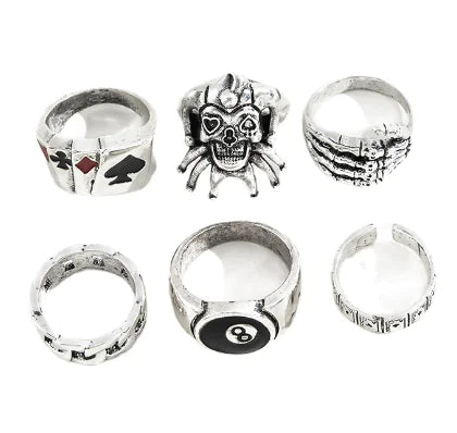 Ensemble de bagues tendance punk hip-hop pour hommes