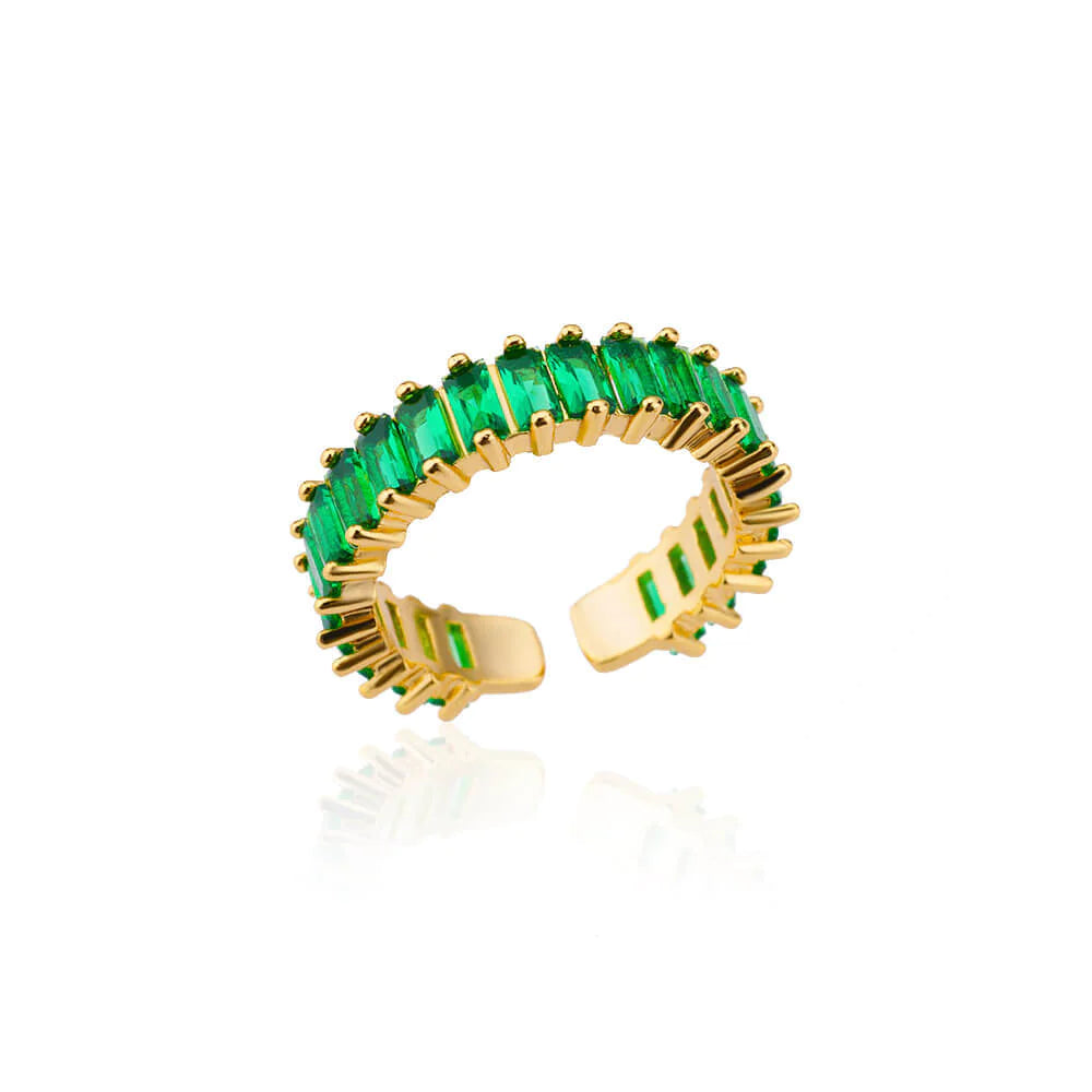 Anel de zircônia arco-íris com strass para mulheres