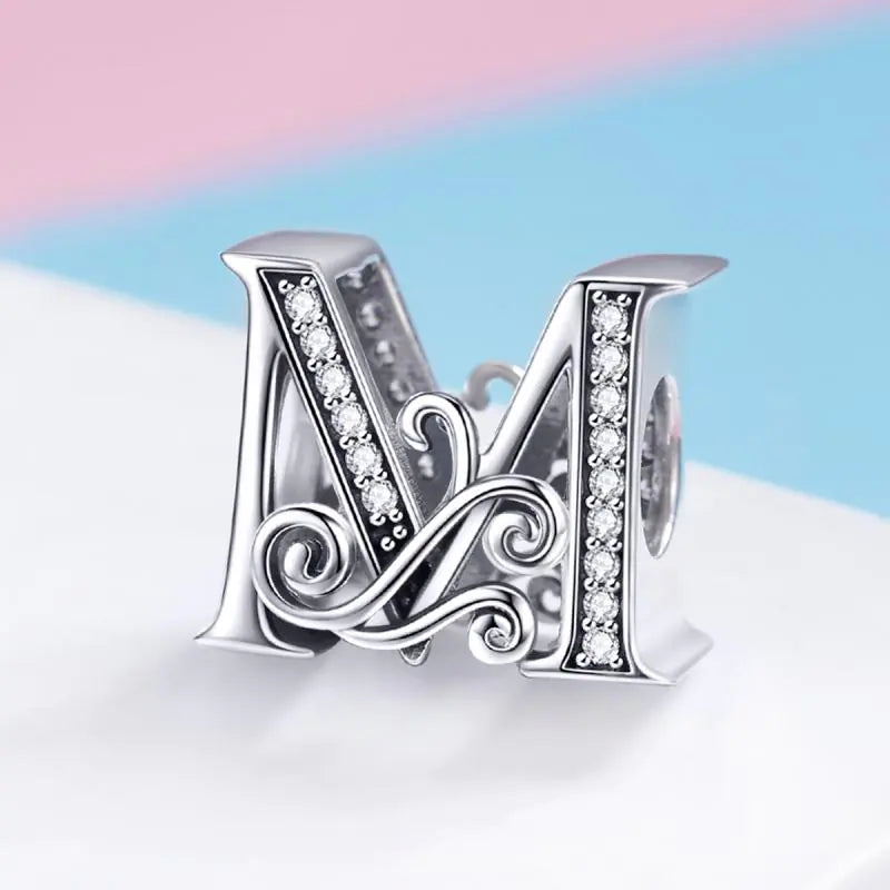 Vintage Pattern Alphabet Beads S925 Silver DIY Bracelet