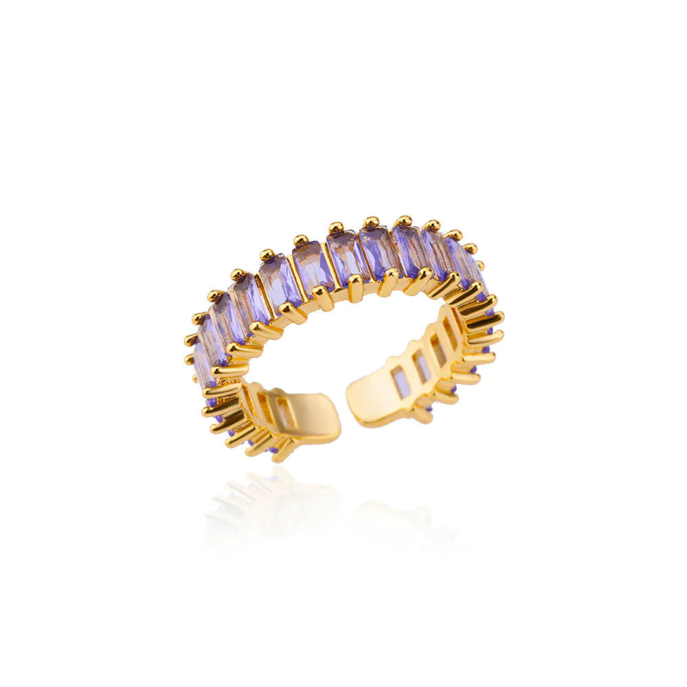 Anel de zircônia arco-íris com strass para mulheres