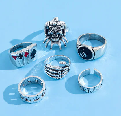 Ensemble de bagues tendance punk hip-hop pour hommes