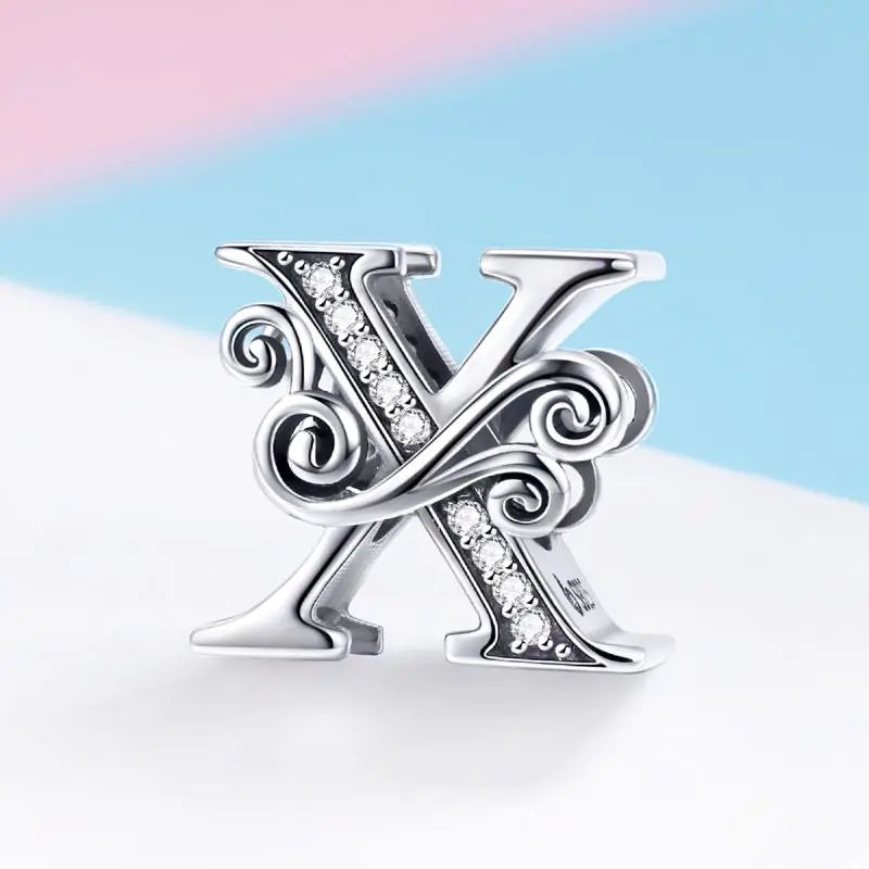 Vintage Pattern Alphabet Beads S925 Silver DIY Bracelet