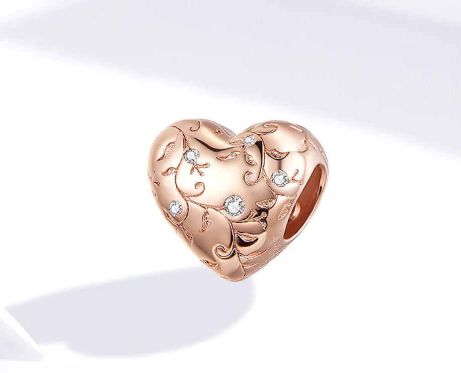 Rose Gold Plated Heart Charm Beads for DIY Bracelet
