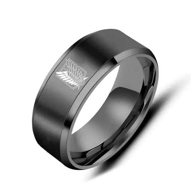 Bague aile tendance en acier inoxydable pour homme de 8 mm
