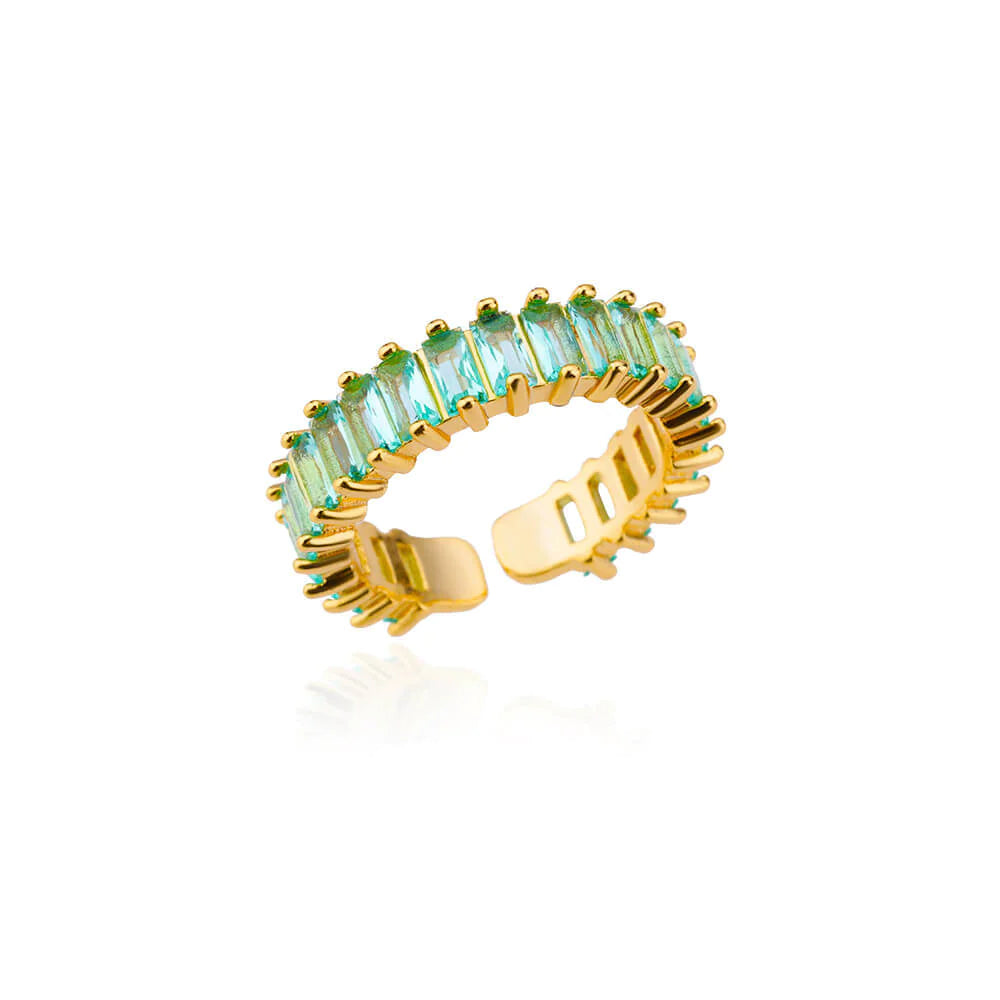 Anel de zircônia arco-íris com strass para mulheres