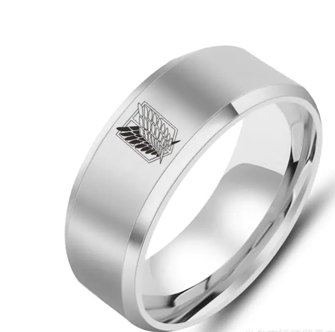 Bague aile tendance en acier inoxydable pour homme de 8 mm