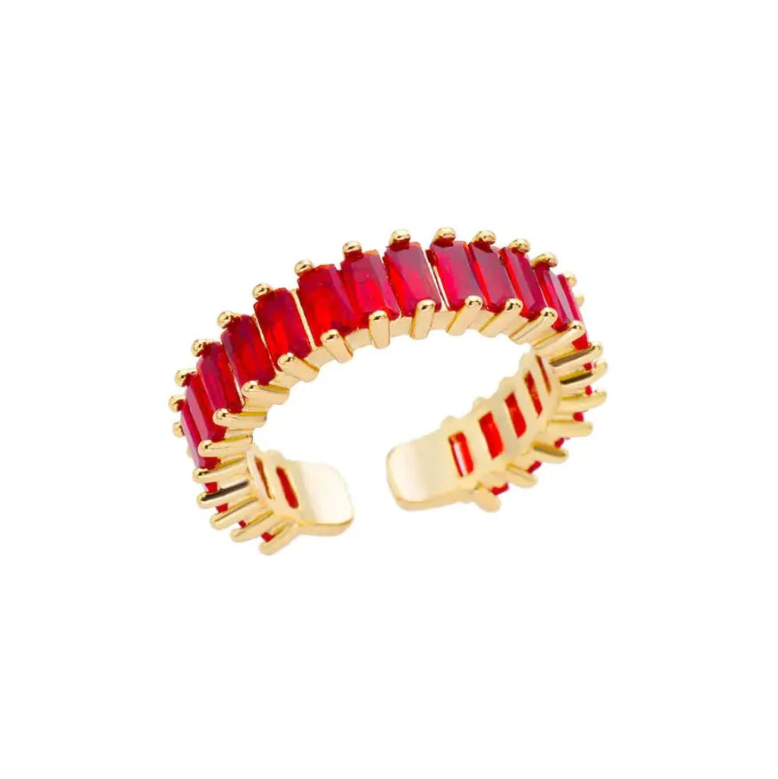Anel de zircônia arco-íris com strass para mulheres