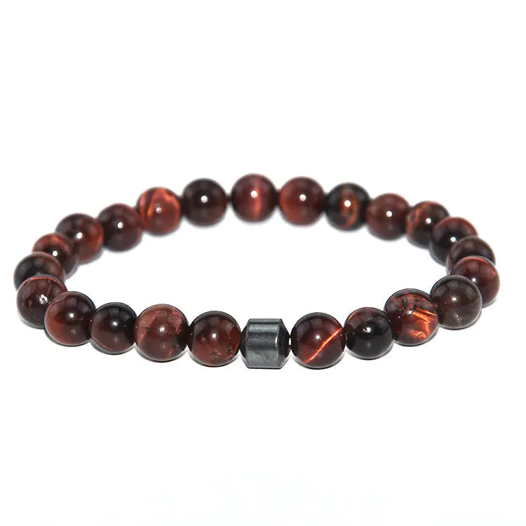 Black Tiger Eye Bead Bracelet with Natural Stone