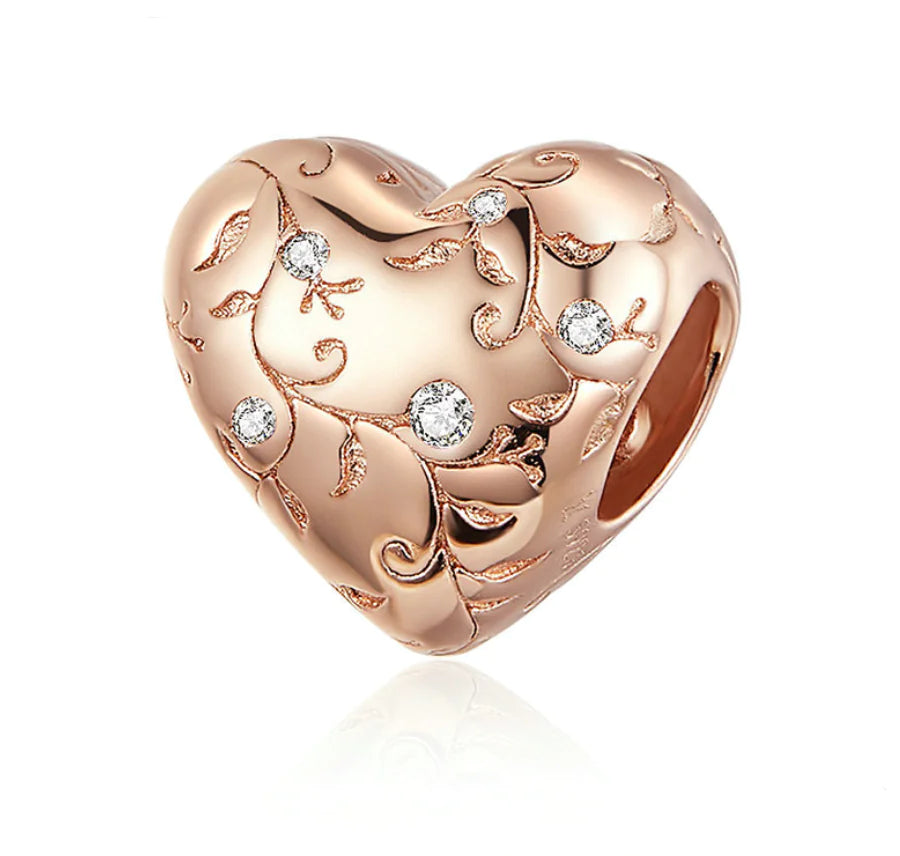 Rose Gold Plated Heart Charm Beads for DIY Bracelet