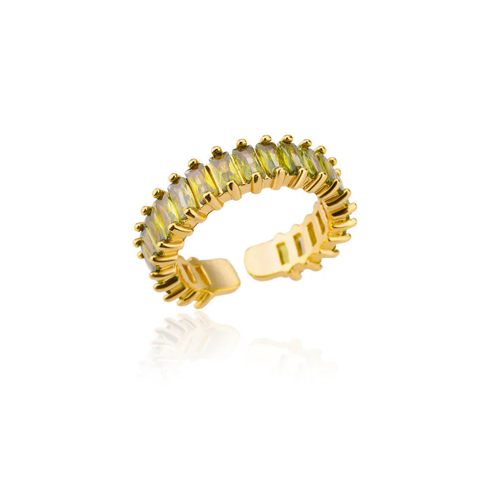 Anel de zircônia arco-íris com strass para mulheres