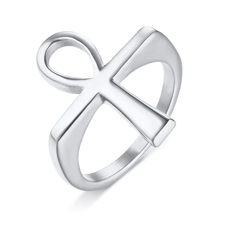 Bague Ankh dorée en acier inoxydable pour homme, accessoire hip-hop