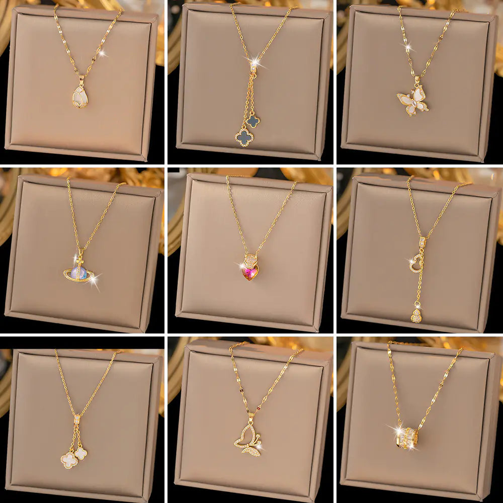 52 MODELS of colorfast Titanium Steel Necklace for Women - Elegant Design