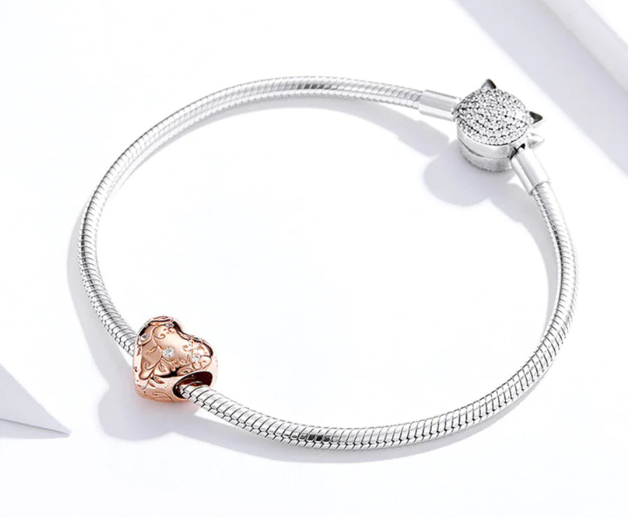 Rose Gold Plated Heart Charm Beads for DIY Bracelet