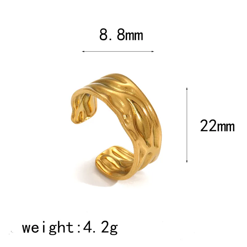 Bague en acier inoxydable plaqué or 18 carats