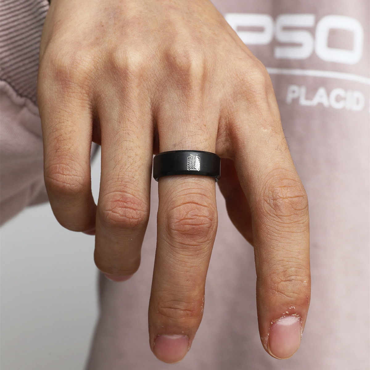 Bague aile tendance en acier inoxydable pour homme de 8 mm