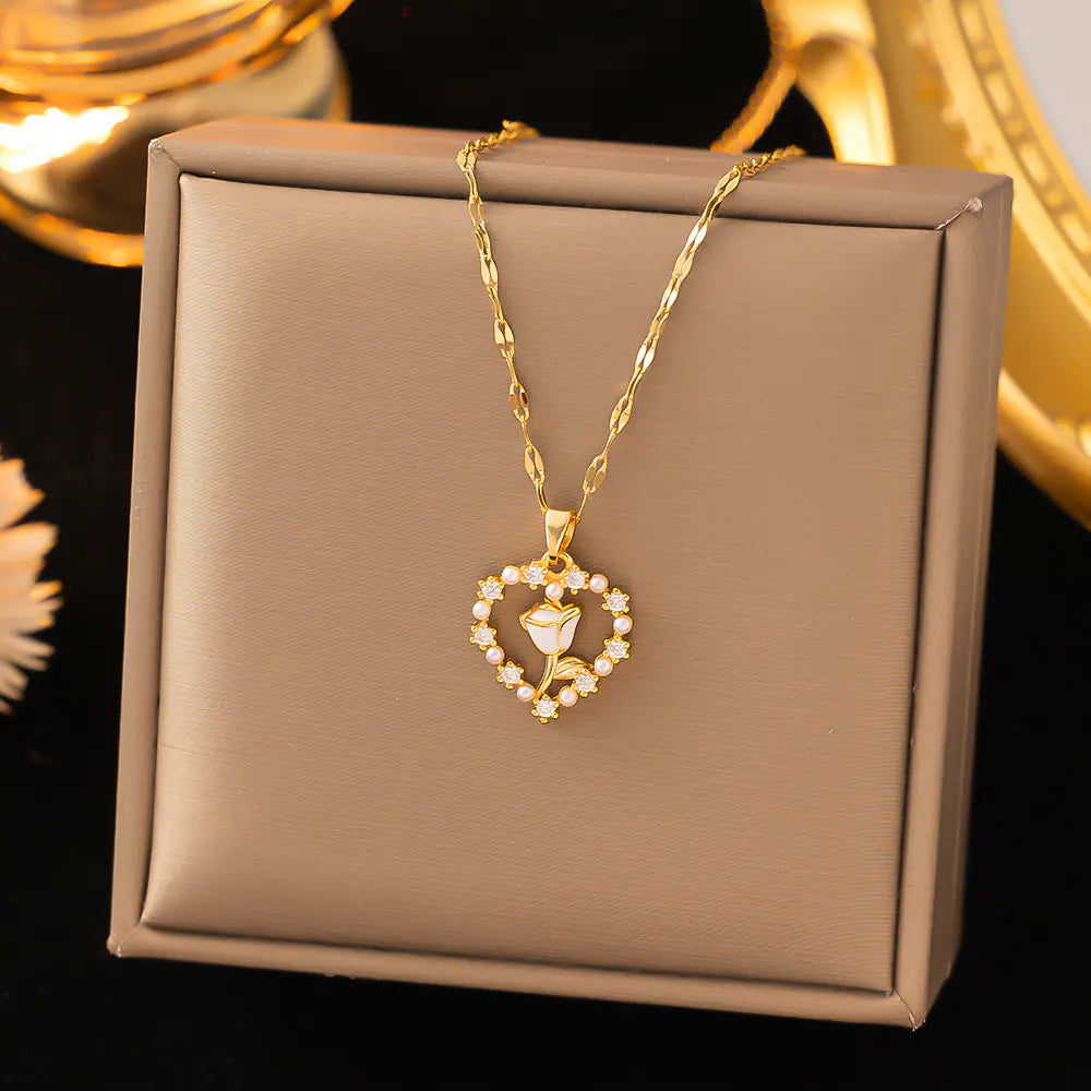 52 MODELS of colorfast Titanium Steel Necklace for Women - Elegant Design