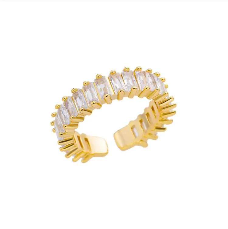 Anel de zircônia arco-íris com strass para mulheres