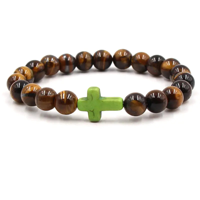 Nine-Color Turquoise Tiger Eye Buddha Bead Bracelet