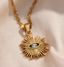 Collier pendentif œil du diable avec chaîne en acier inoxydable