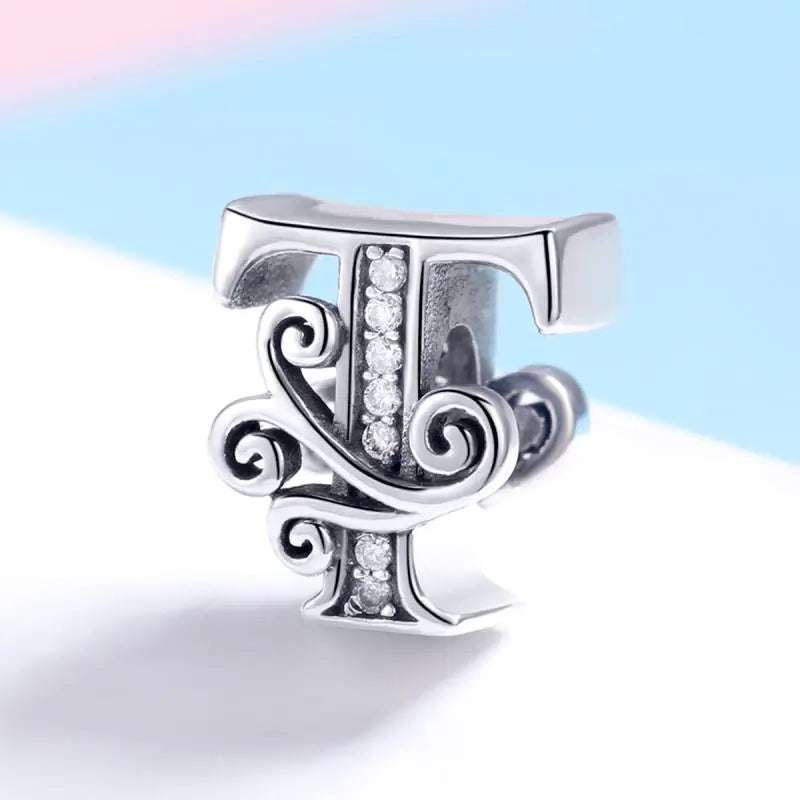 Vintage Pattern Alphabet Beads S925 Silver DIY Bracelet