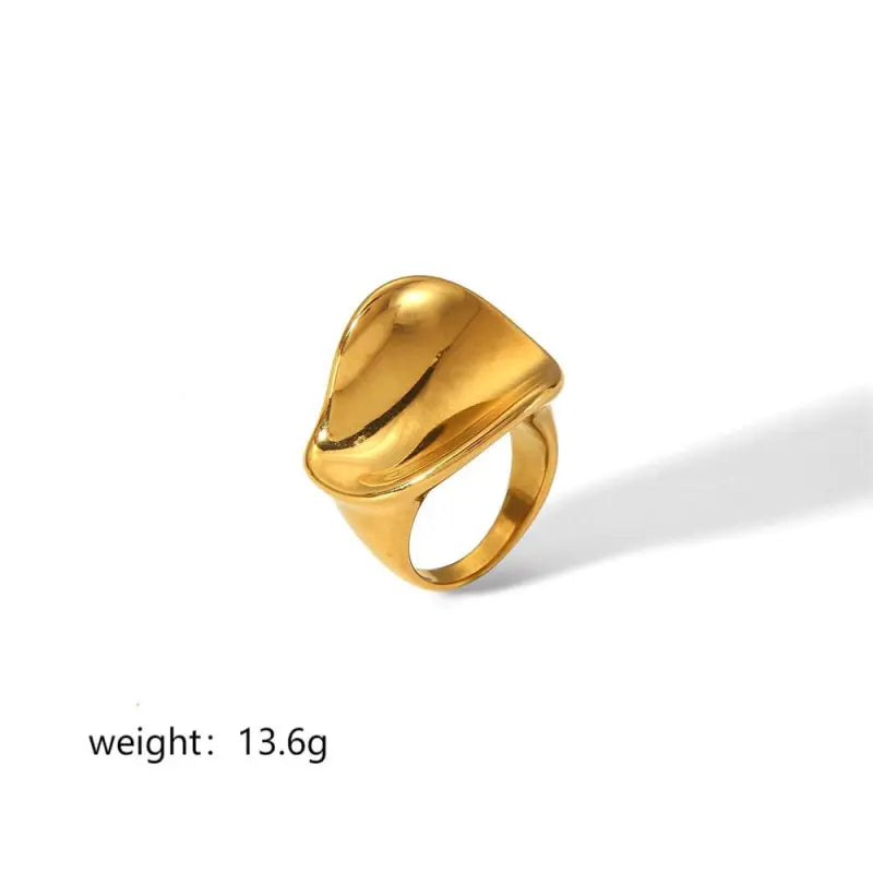 Anel de aço inoxidável banhado a ouro 18K