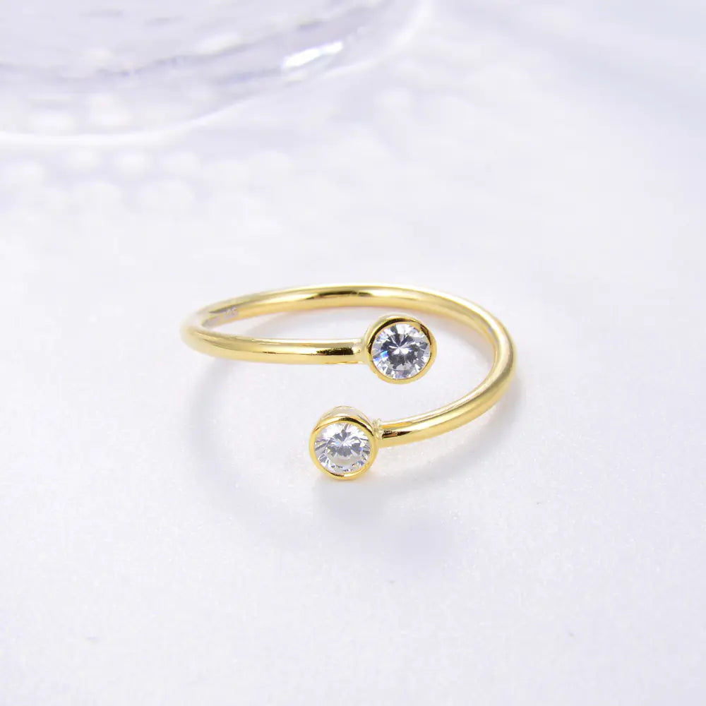 Conjunto de anéis femininos banhados a prata esterlina 925 e ouro 18K
