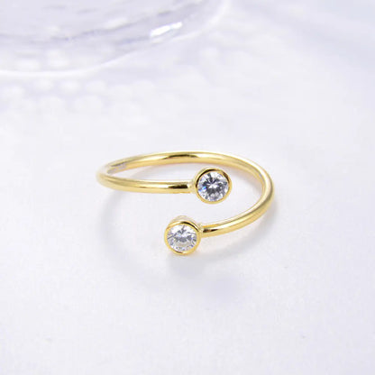 Conjunto de anéis femininos banhados a prata esterlina 925 e ouro 18K