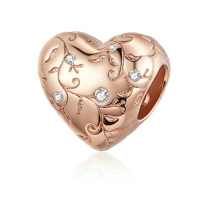 Rose Gold Plated Heart Charm Beads for DIY Bracelet