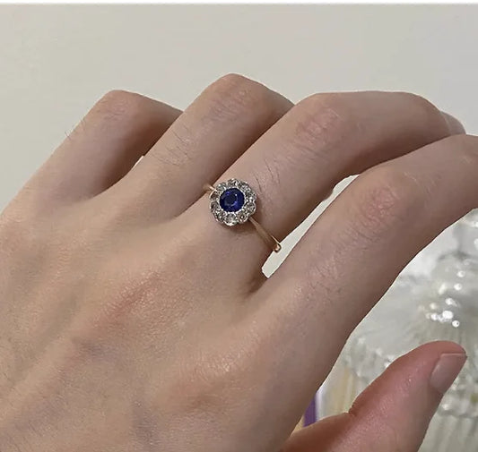 Sapphire Oval Zirconia Halo Ring