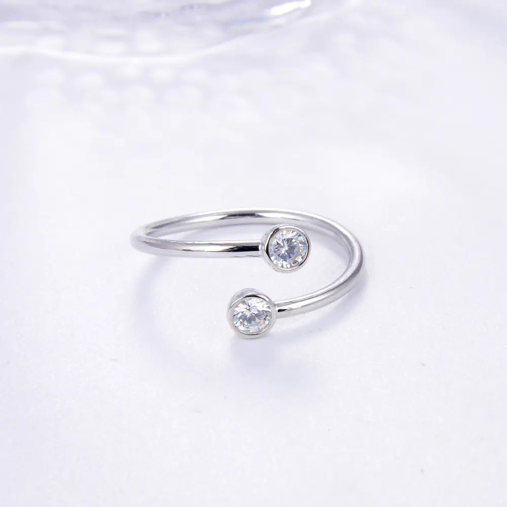 Conjunto de anéis femininos banhados a prata esterlina 925 e ouro 18K