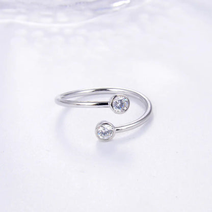 Conjunto de anéis femininos banhados a prata esterlina 925 e ouro 18K