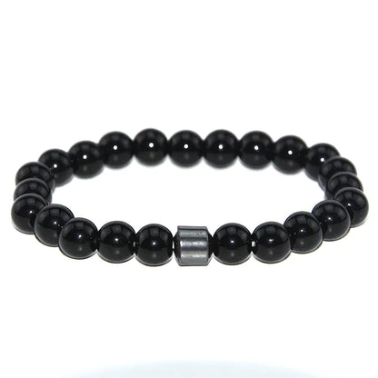 Black Tiger Eye Bead Bracelet with Natural Stone