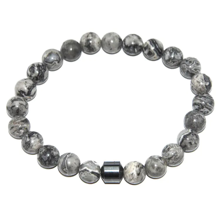 Black Tiger Eye Bead Bracelet with Natural Stone