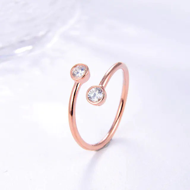 Conjunto de anéis femininos banhados a prata esterlina 925 e ouro 18K