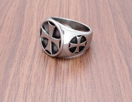 Bague croix rétro en acier titane pour homme, style punk