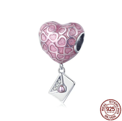Perles en argent 925 en forme de cœur pour accessoires de bracelet