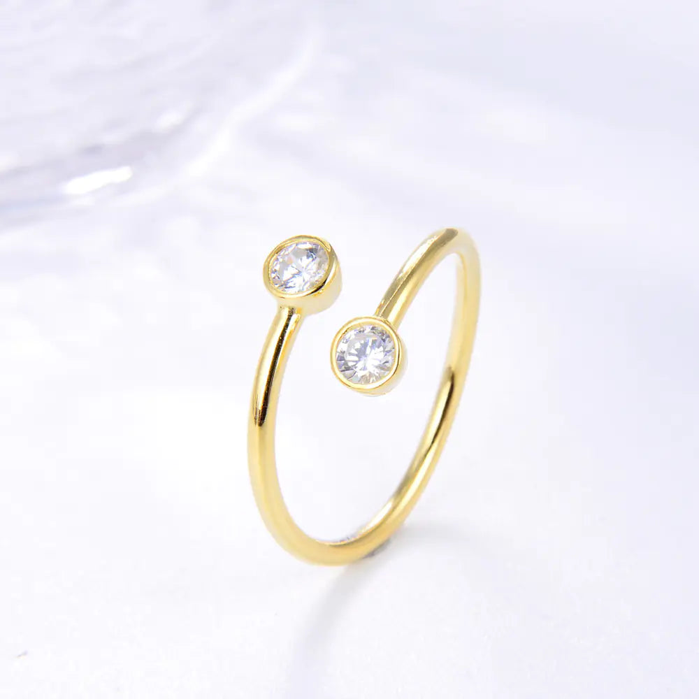 Conjunto de anéis femininos banhados a prata esterlina 925 e ouro 18K
