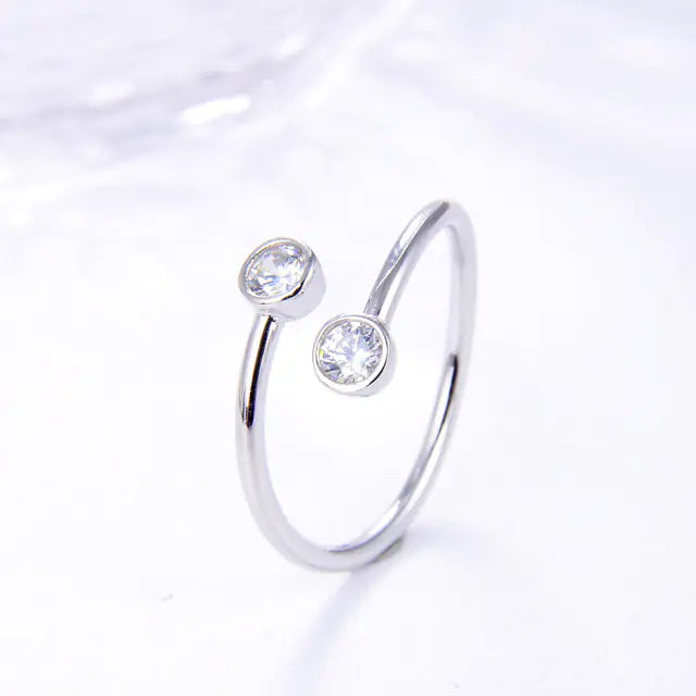Conjunto de anéis femininos banhados a prata esterlina 925 e ouro 18K