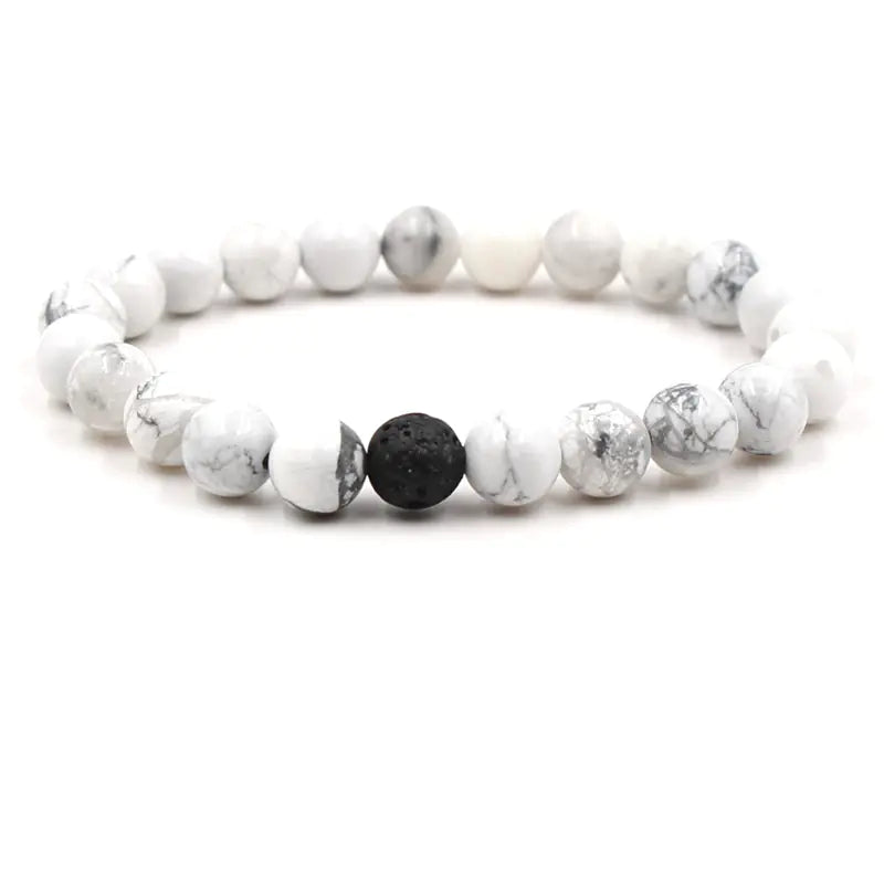 Natural Stone Yoga Bead Bracelet with Lava and Tiger Eye