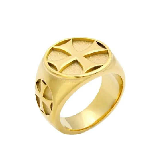 Bague croix rétro en acier titane pour homme, style punk