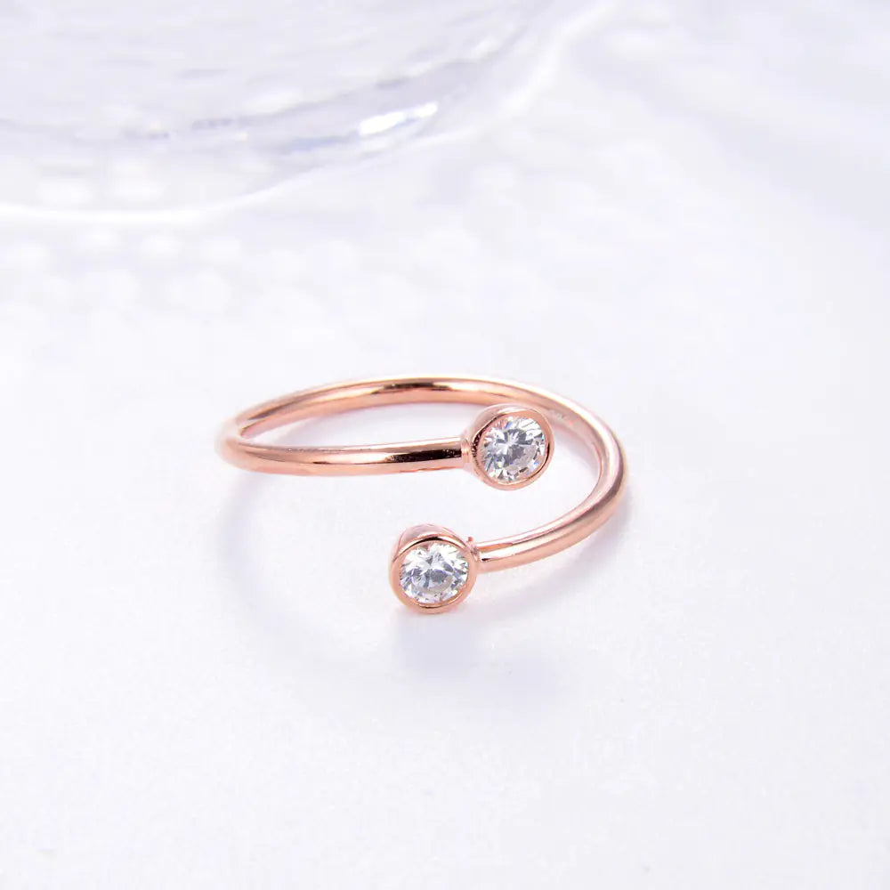 Conjunto de anéis femininos banhados a prata esterlina 925 e ouro 18K