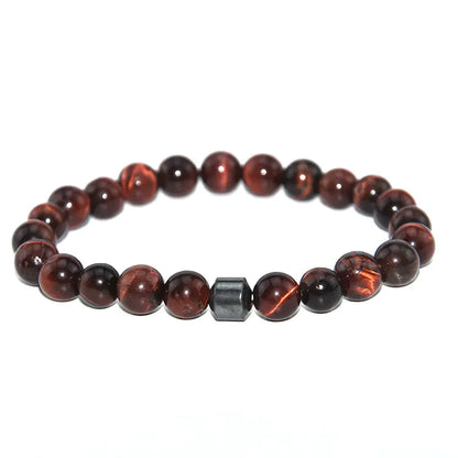 Black Tiger Eye Bead Bracelet with Natural Stone