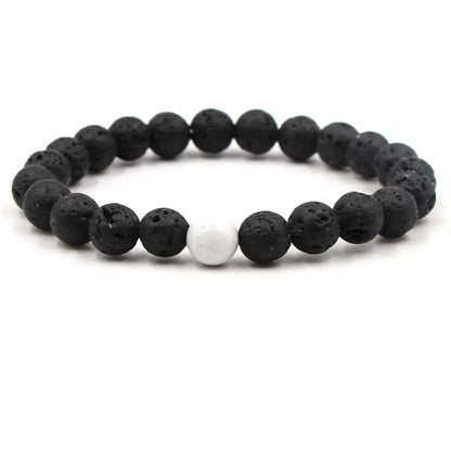 Natural Stone Yoga Bead Bracelet with Lava and Tiger Eye