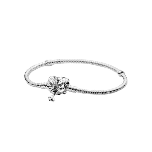 Pandora 925 Silver Rose Gold Heart Charm Bracelet DIY