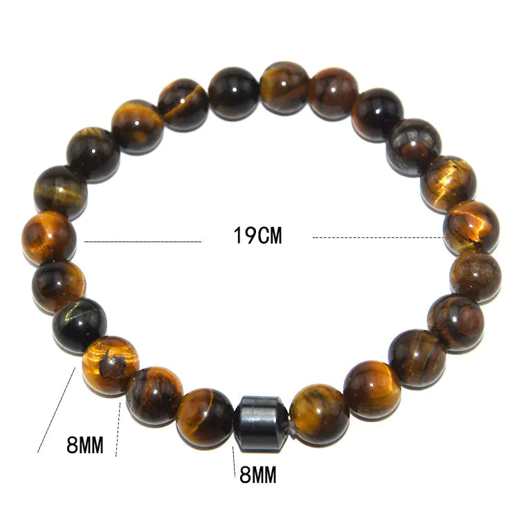 Black Tiger Eye Bead Bracelet with Natural Stone