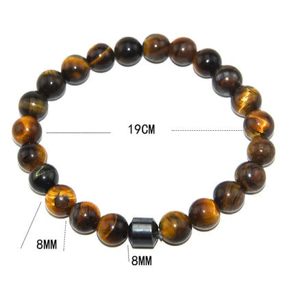 Black Tiger Eye Bead Bracelet with Natural Stone