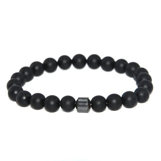 Black Tiger Eye Bead Bracelet with Natural Stone