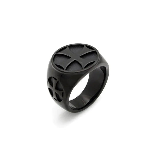 Bague croix rétro en acier titane pour homme, style punk