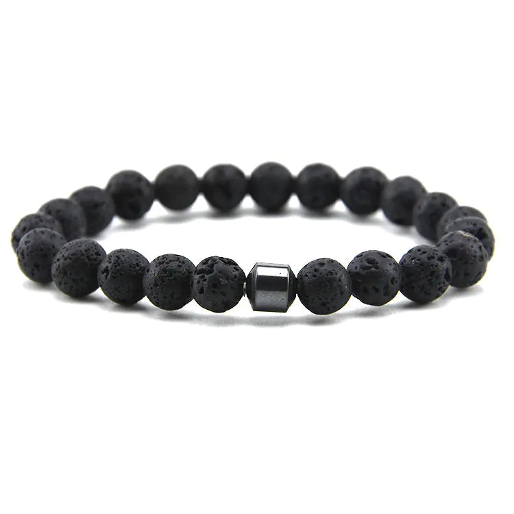 Black Tiger Eye Bead Bracelet with Natural Stone